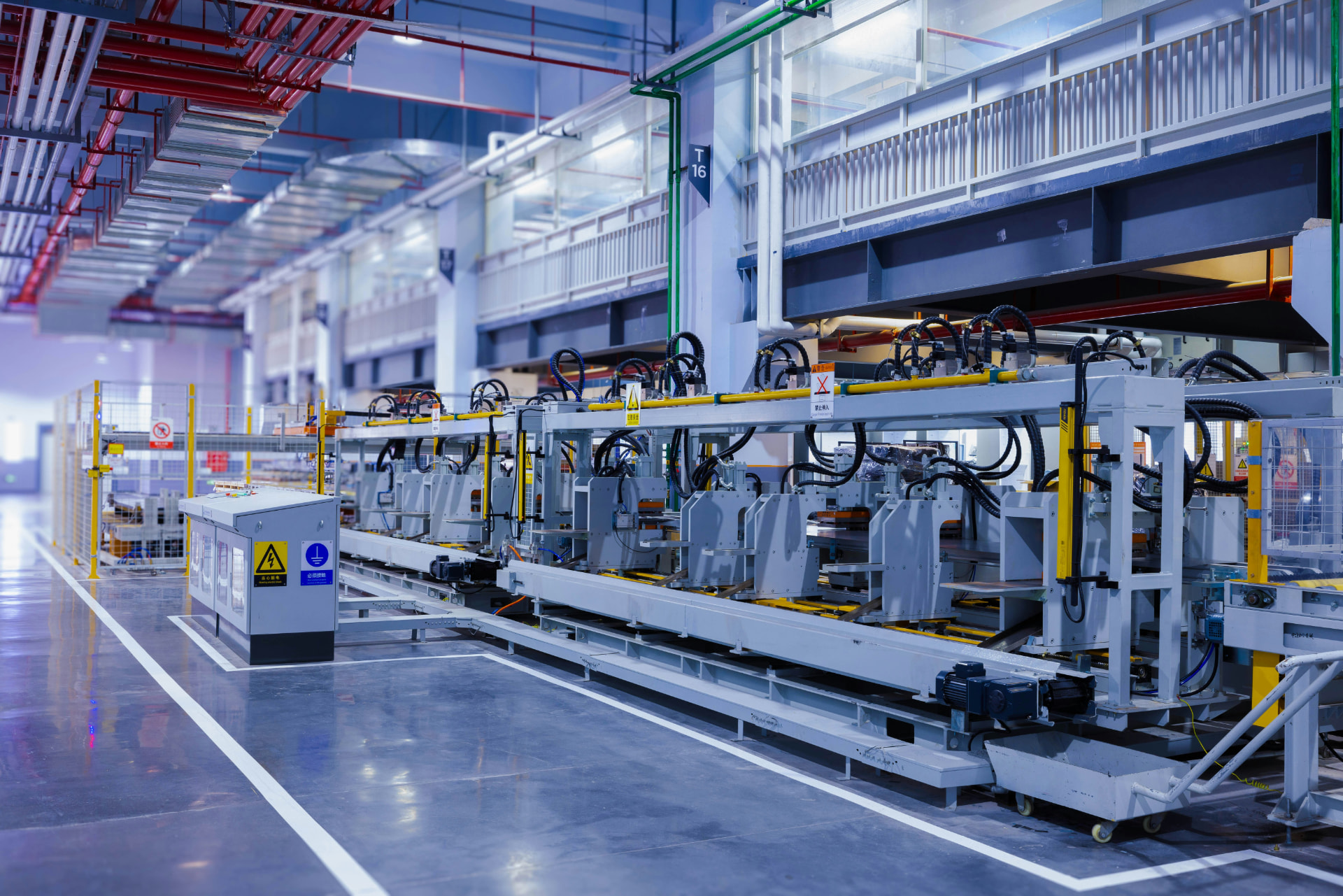 Modern manufacturing floor with automated production machinery